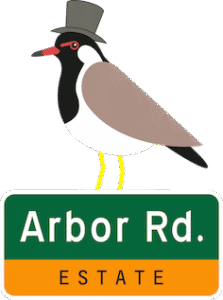 Arbor Estate eco luxury nature resort logo with lapwing bird