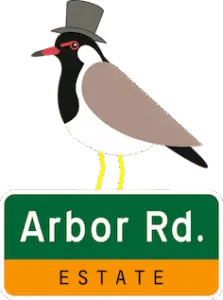 Arbor Estate eco luxury nature resort logo with lapwing bird